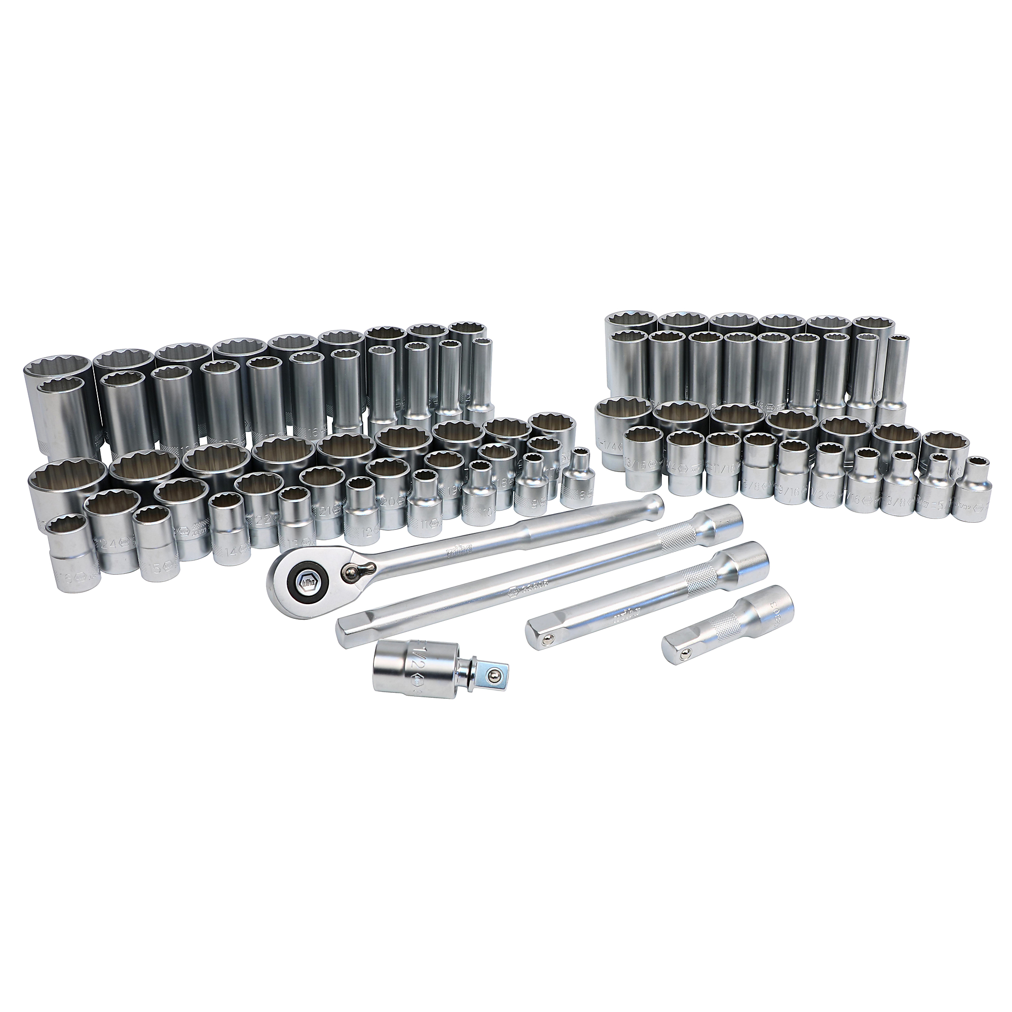 Wiha Tools 84 Piece Professional Socket Set - 1/2” Drive - Metric and SAE , Model# 33899